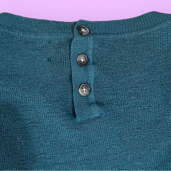Vintage Banana Republic Deep Teal Marino wool sweater w/ buttons (med) - Picture 6 of 15
